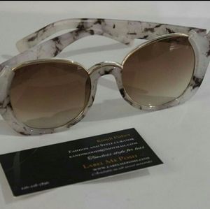 White marble semi cat eye sunglasses